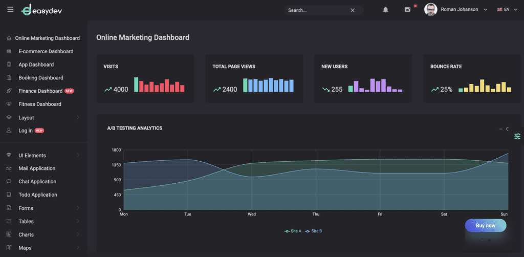 easy dev react admin template