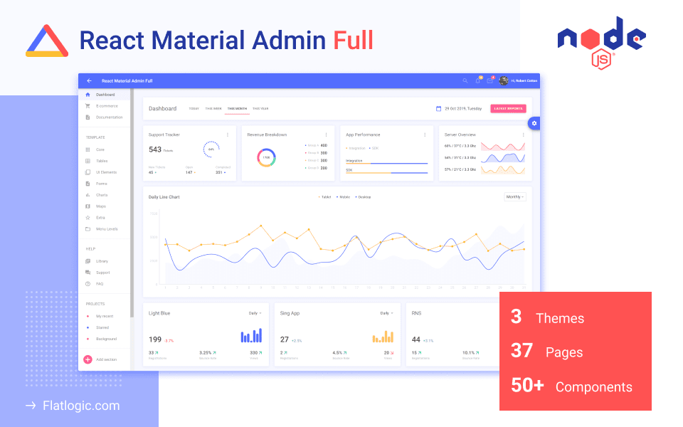 Bootstrap vs Material: React Material Admin Full