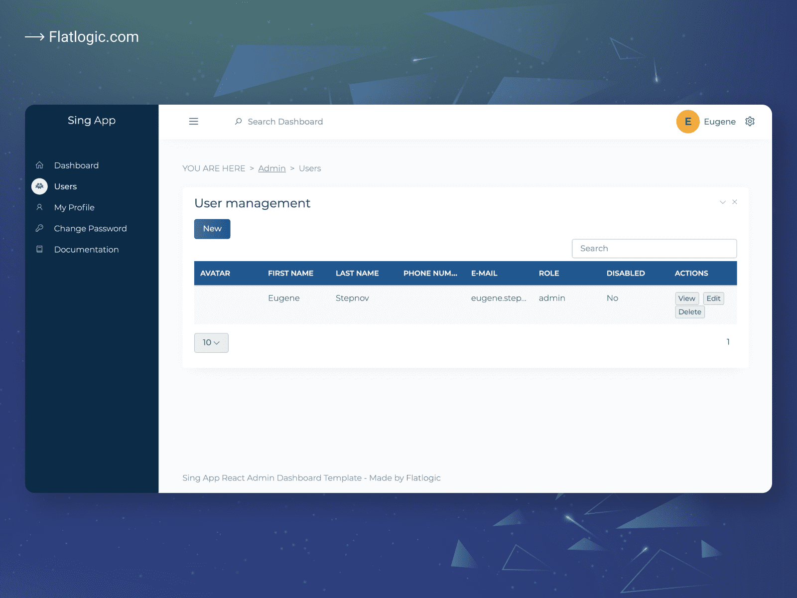 User Management React Template Release