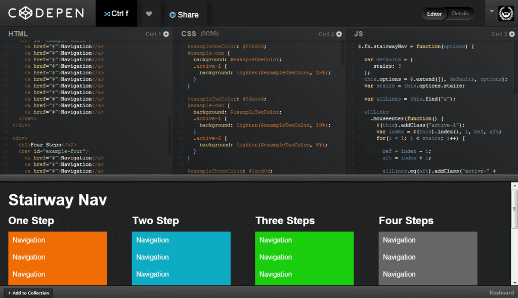 Codepen screenshot