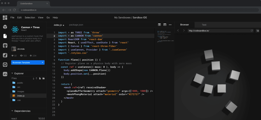 Codesandbox screenshot