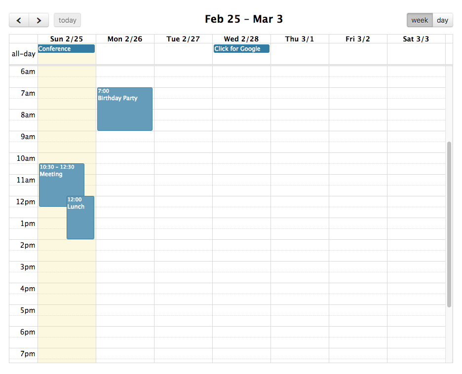 Fullcalendar.io screenshot