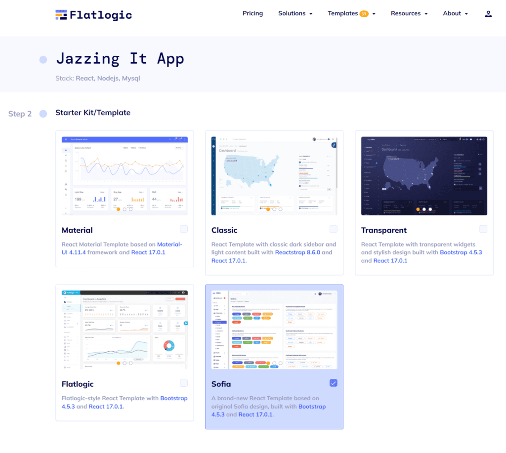 Flatlogic Platform: Choosing the design