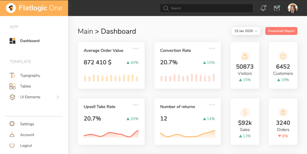 Flatlogic One Bootstrap Admin Dashboard Template screenshot