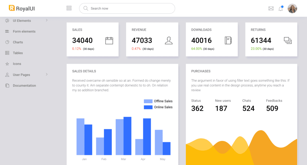 Royal UI Admin Dashboard Template screenshot