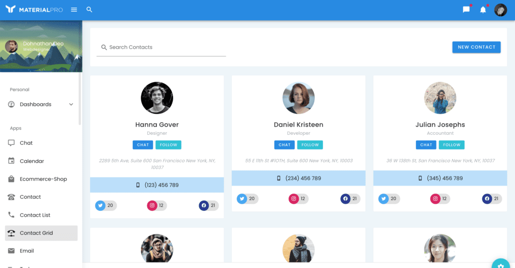 material pro admin panel