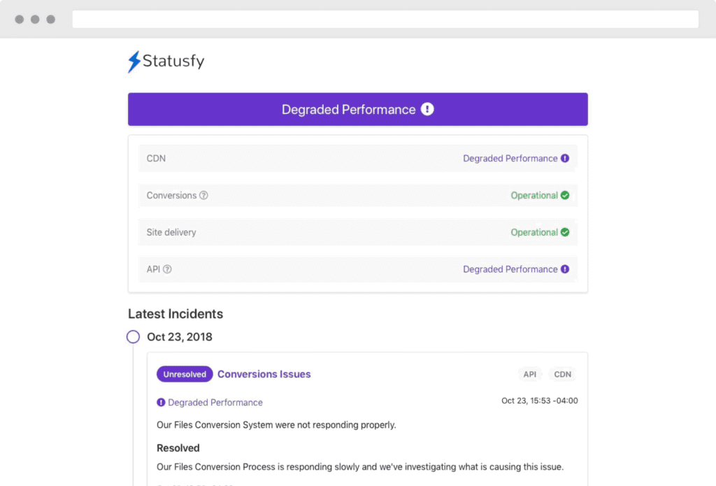 Screenshot of Statusfy project