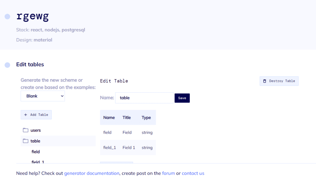 Define the database schema