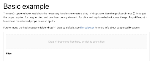 react dropzone