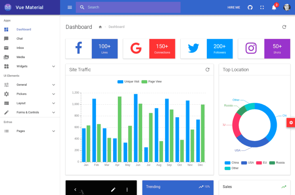 Screenshot of Vue Material project